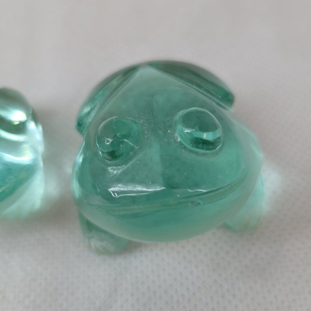 Art Glass Frog Pair - Paperweights or Decor Aqua Blue-Green - Picture 7 of 13